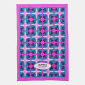 60s Abstract Roze Blauw Bloemen Kaleidoscoop Ontwe Theedoek (Verticaal)