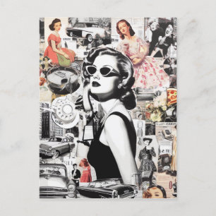 60s Abstracte Collage Briefkaart