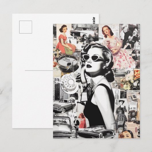 60s Abstracte Collage Briefkaart (Voorkant / Achterkant)