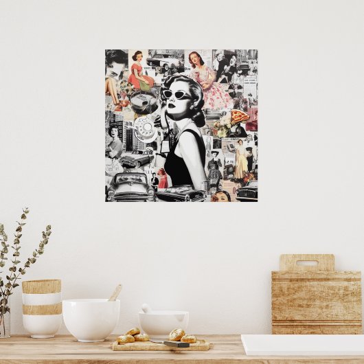 60s Abstracte Collage Poster (Keuken)