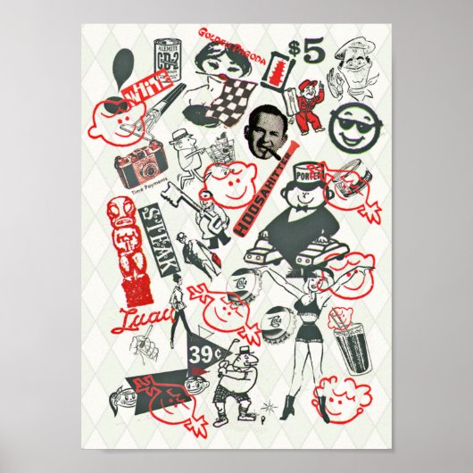 60s Adverteren Vectoren collage - Poster (Voorkant)