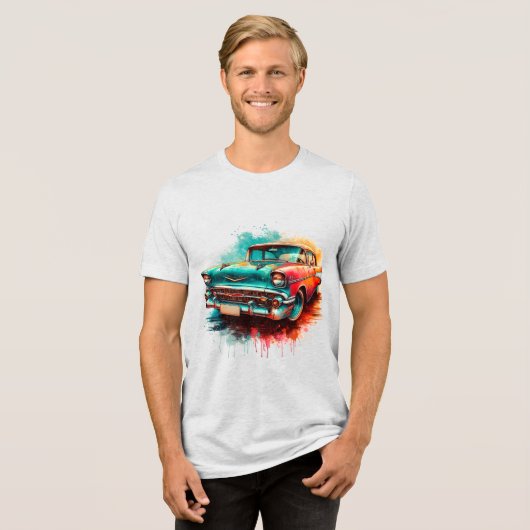 60s auto Tri-Blend shirt (Voorkant volledig)