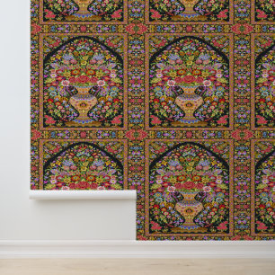 60s Bloemen Perzische schil en stok Behang