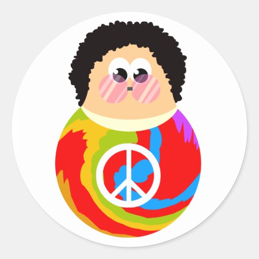 60's Child Funny Cartoon Peace Kind Ronde Sticker (Voorkant)
