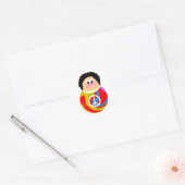 60's Child Funny Cartoon Peace Kind Ronde Sticker (Envelop)