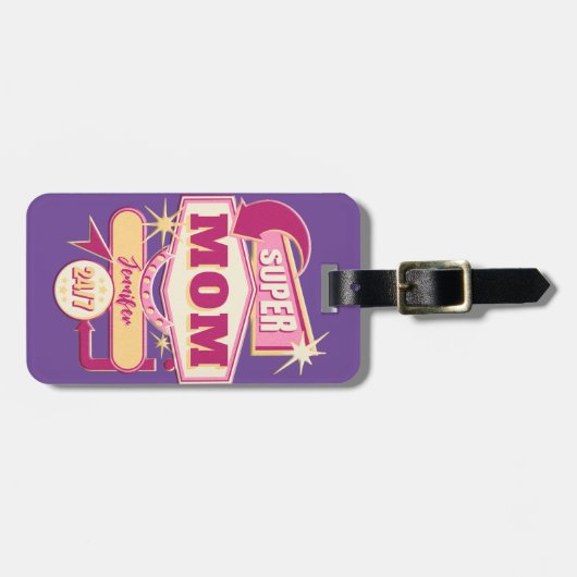 60s Diner Style Super Mam Diner Sign Bagagelabel (Voorkant horizontaal)