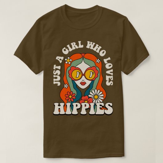 60s en 70s Hippie Hippies Retro  Hippy Flo T-shirt (Design voorkant)
