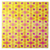 60s Geïnspireerd Distressed Yellow Retro Zomer Tegeltje (Voorkant)