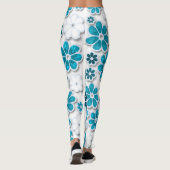 60's Groovy Blue Floral gepatterd | LEGGINGS (Achterkant)