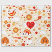 60s Groovy pop Art valentijn Rainbow Cloud Angel Cadeaupapier (Vlak)