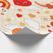 60s Groovy pop Art valentijn Rainbow Cloud Angel Cadeaupapier (Hoek)