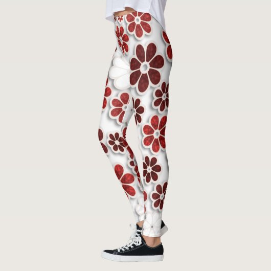 60's Groovy Red Floral gepatterd | LEGGINGS (Links)