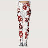 60's Groovy Red Floral gepatterd | LEGGINGS (Voorkant)
