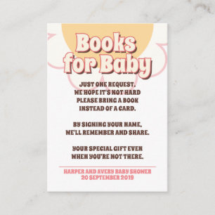 60s Hippie Party Baby shower - Boeken voor Baby Informatiekaartje