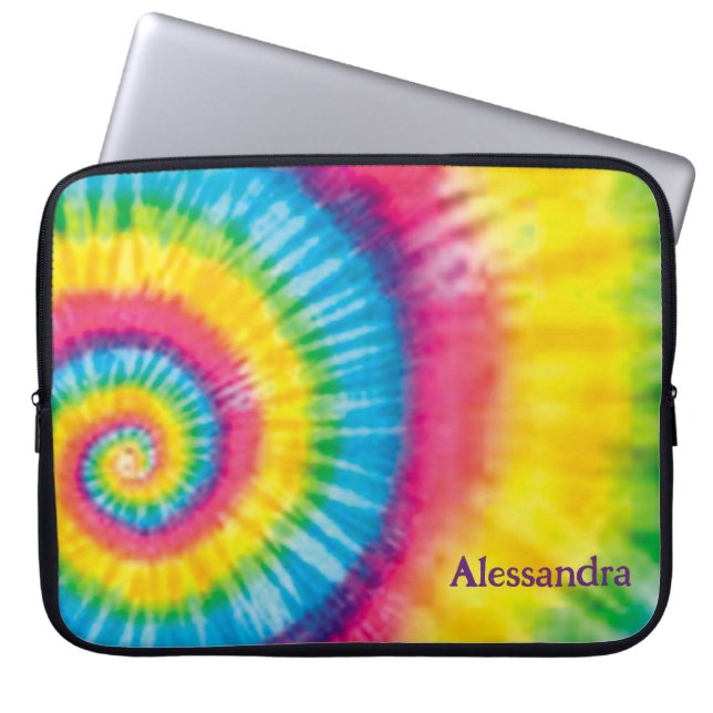 60s Hippie Tie Dye Laptop Mouw – Gepersonaliseerd Sleeve (Voorkant)