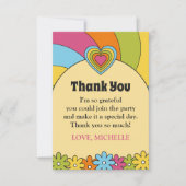 60s Inspired Retro Flowers, Waves and Hearts Bedankkaart (Voorkant)