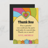 60s Inspired Retro Flowers, Waves and Hearts Bedankkaart (Voorkant / Achterkant)