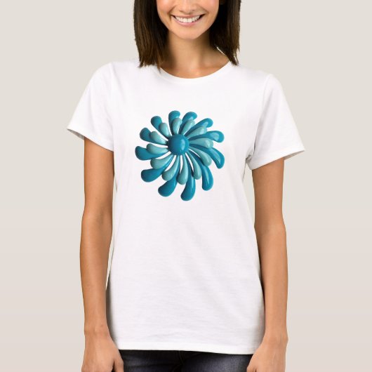 60's MOD Blue Hippie Daisy Flower Trendy Mode T-shirt (Voorkant)