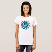 60's MOD Blue Hippie Daisy Flower Trendy Mode T-shirt (Voorkant volledig)