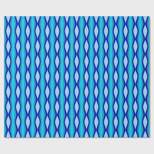 60s Mod Blue Waves Cadeaupapier (Vlak)