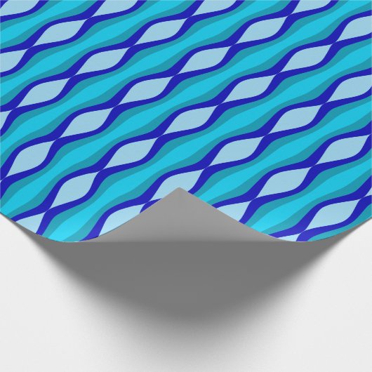 60s Mod Blue Waves Cadeaupapier (Hoek)
