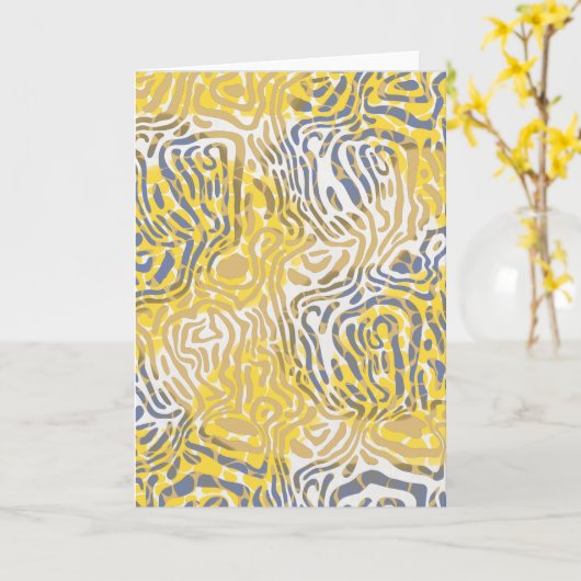 60s Mod Design Blank Gevouwen Wenskaart Kaart (Gele Bloem)