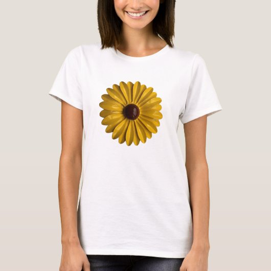 60's MOD Hippie Yellow Daisy Flower Trendy Mode T-shirt (Voorkant)