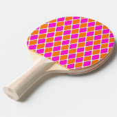 60s Mod Roze en Oranje Diamond Tafeltennisbatje (Voorkant Gekanteld)
