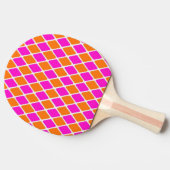 60s Mod Roze en Oranje Diamond Tafeltennisbatje (Zijkant)
