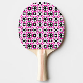 60s Mod Roze en Zwart Patroon Tafeltennisbatje