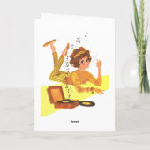 60's Music Girl Happy Birthday Kaart (Achterkant)