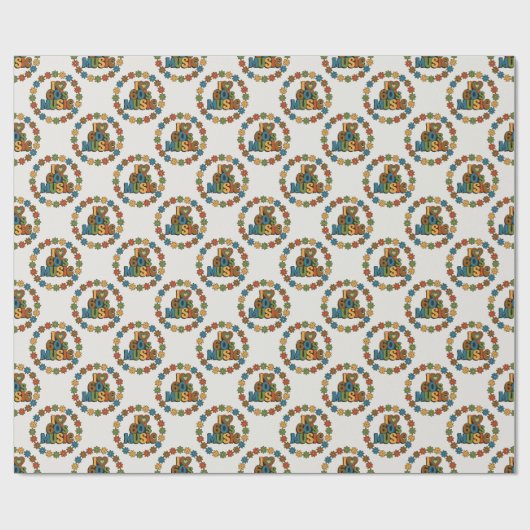 60s Music in Retro Color on Light Gray Cadeaupapier (Vlak)