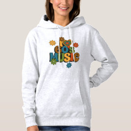 60s muziek in retro esthetische kleuren voor muzie hoodie
