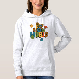60s muziek in retro esthetische kleuren voor muzie hoodie