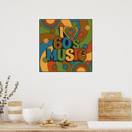 60s Muziek Retro Kleurenpalet voor Muziek Liefhebb Poster