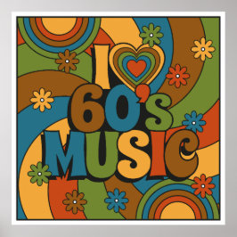 60s Muziek Retro Kleurenpalet voor Muziek Liefhebb Poster
