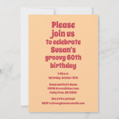 60s Partij Retro Floral Pink Kaart (Achterkant)