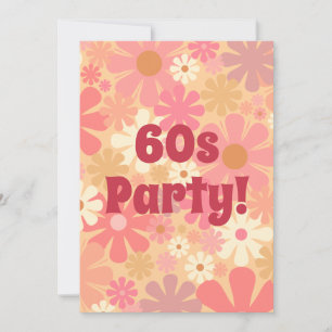 60s Partij Retro Floral Pink Kaart