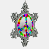 60's Peace Flowers Symbol Tin Sneeuwvlok Ornament (Links)