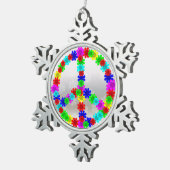 60's Peace Flowers Symbol Tin Sneeuwvlok Ornament (Rechts)