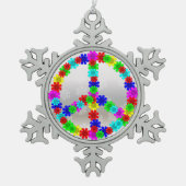 60's Peace Flowers Symbol Tin Sneeuwvlok Ornament (Voorkant)