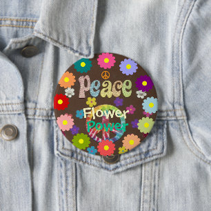 '60s Peace, Love, and Flower Power', Ronde Button 4,0 Cm