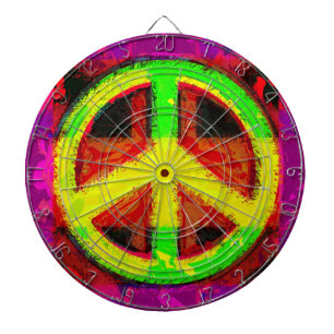 60's Peace Sign Retro Art Dart Board Dartbord