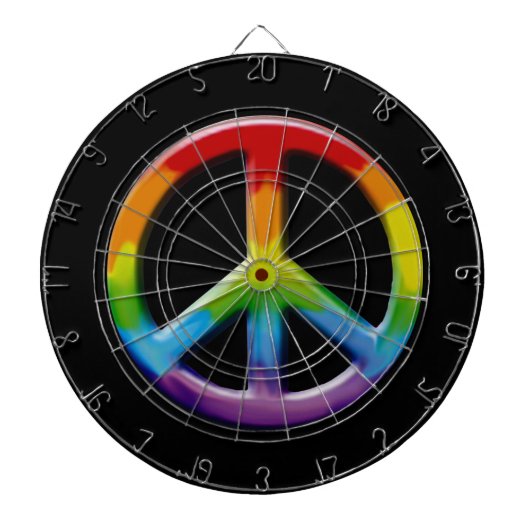 60's Peace Sign Retro Art Dart Board Dartbord (Voorkant)
