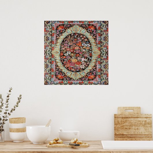 60s Perzisch Turks Bloemenpatroon Poster (Keuken)