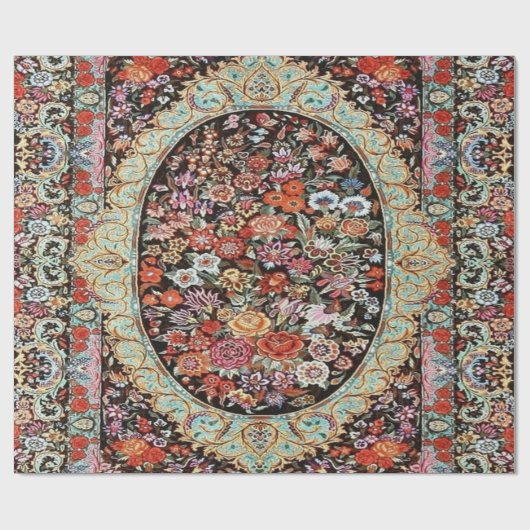 60s Perzische Turks Bloemendecoupage Cadeaupapier (Vlak)