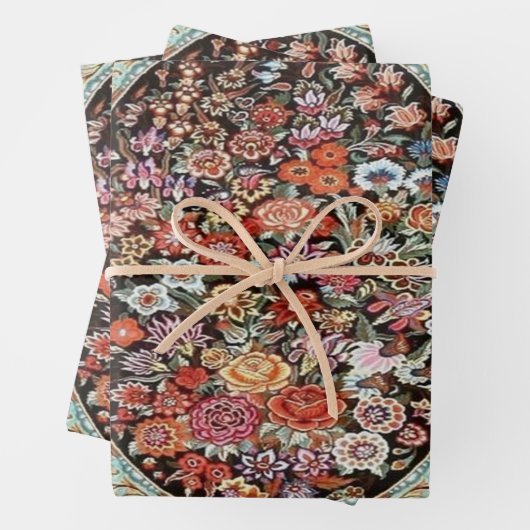 60s  Perzische Turks Bloemendecoupage Inpakpapier Vel (In situ)