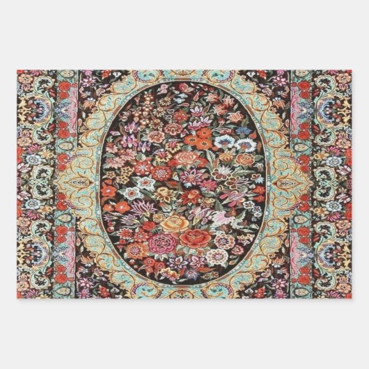 60s  Perzische Turks Bloemendecoupage Inpakpapier Vel (Voorkant)