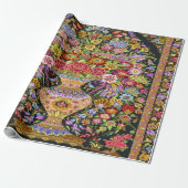 60s Perzische Turks Bloemkunst Decoupage Cadeaupapier (Uitgerold)