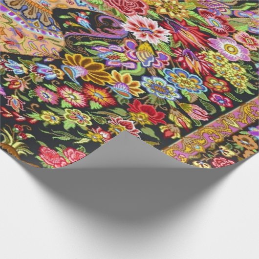 60s  Perzische Turks Bloemkunst Decoupage Cadeaupapier (Hoek)